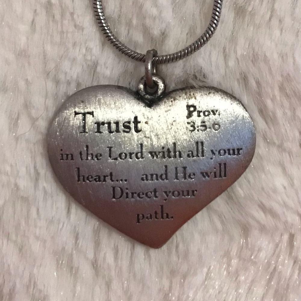 “Trust” Proverbs Heart Christian Necklace